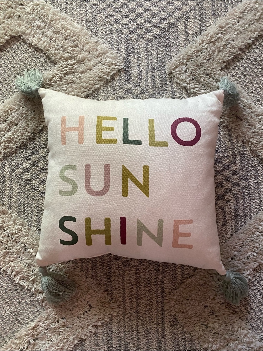 Hello Sunshine Decorative Throw Pillow - Pastel Lettering